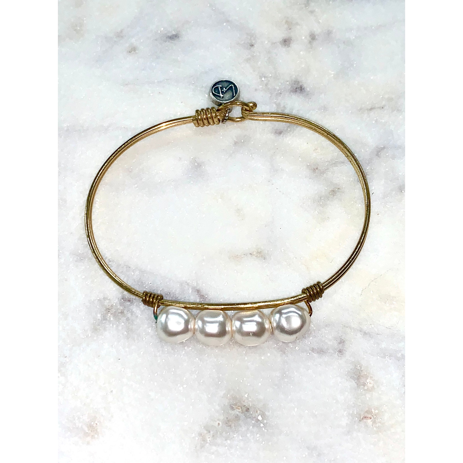 Luca + Danni Gold Tone Freshwater Pearl Bangle Bracelet